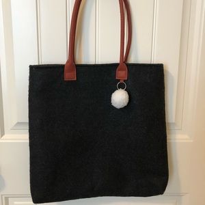 Dark Grey and Camel Felt Tote